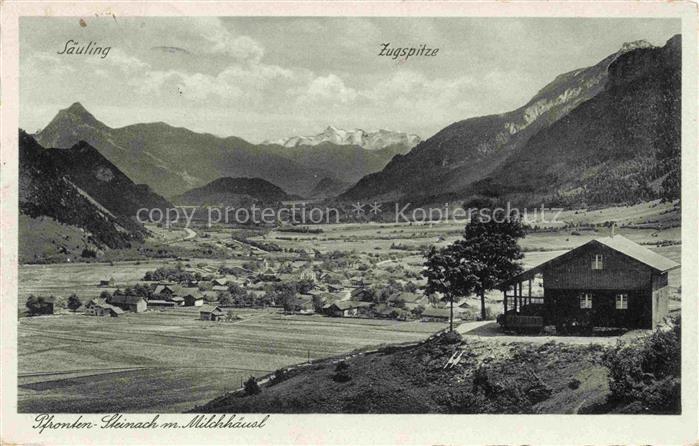 Pfronten Bayern Steinach mit Milchhaeusl Saeuling und Zugspitze