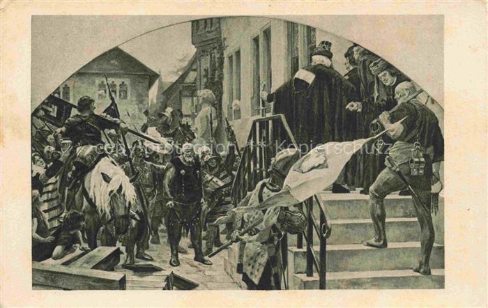 Quedlinburg Harz Einbringung des Raubgrafen auf dem Marktplatz Gemaelde