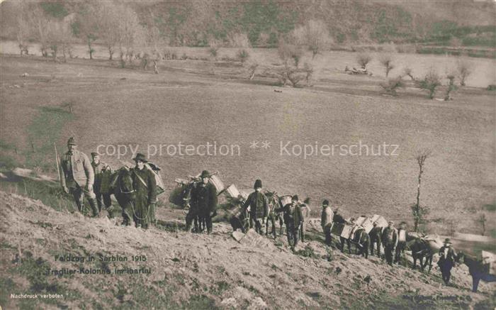 Serbien Serbija Feldzug 1915 Tragtier Kolonie im Ibartal