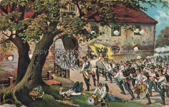 Connewitz LEIPZIG Schloss Doelitz wird durch oesterr Infanterie gestuermt