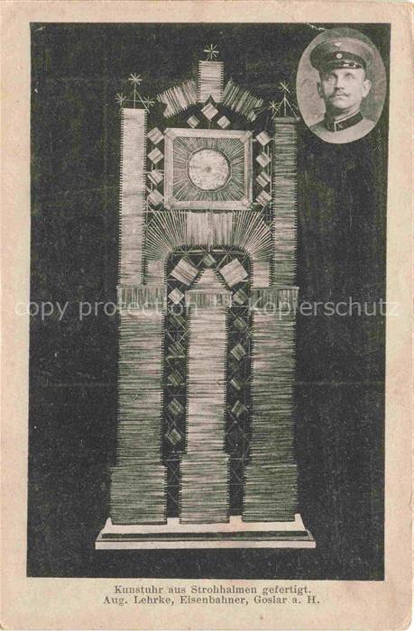 GOSLAR Harz Niedersachsen Kunstuhr aus Strohhalmen gefertigt von August Lehrke