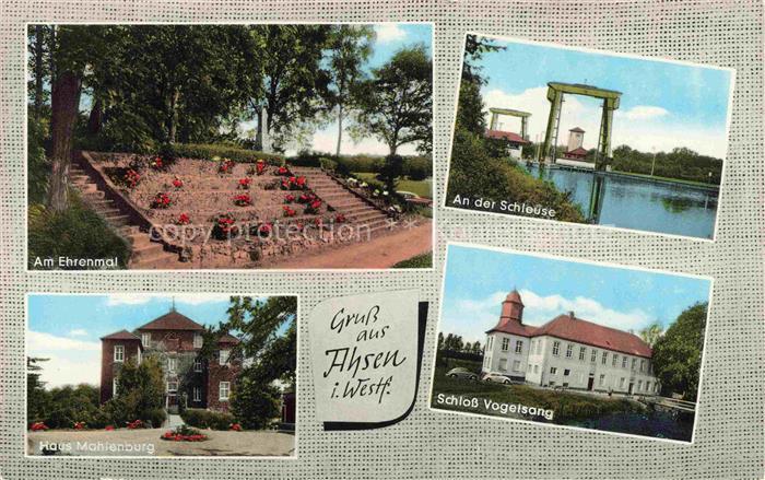 Ahsen Datteln Recklinghausen NRW Ehrenmal Schleuse Haus Mahlenburg Schloss Vogel