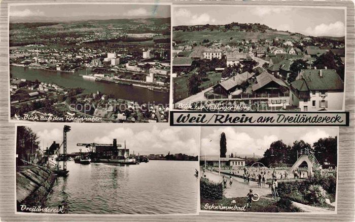 Weil am Rhein Baden BW Rheinhafen Thuellinger Hoehe Dreilaendereck Schwimmbad