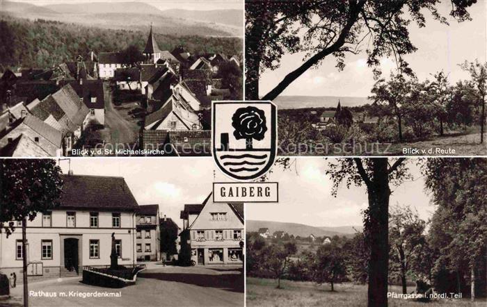 Gaiberg Baden Panorama Blick von der Reute Rathaus Kriegerdenkmal Pfarrgarten