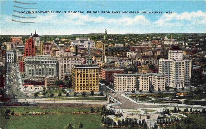 Milwaukee  Wisconsin USA Lincoln Memorial Bridge from Lake Michigan