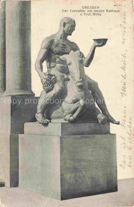 DRESDEN Elbe Der Eselreiter am neuen Rathaus