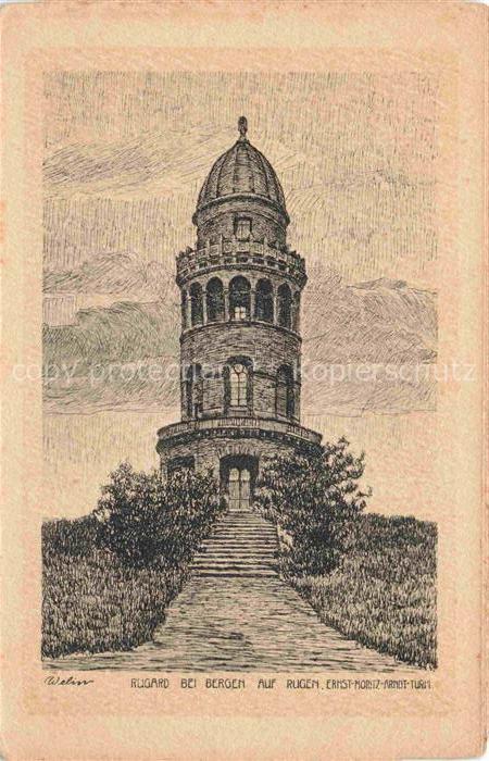 Rugard Ruegen Insel Ernst Moritz Arndt Turm Zeichnung