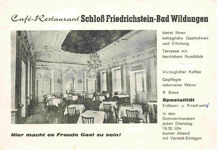 BAD WILDUNGEN Cafe Restaurant Schloss Friedrichstein