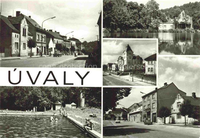 Uvaly CZ Husova ulice Mlyn Hotel Sport Koupaliste Namesti Marie Majerove