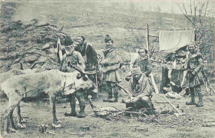 Tromso Norge Lappen mit Rentier