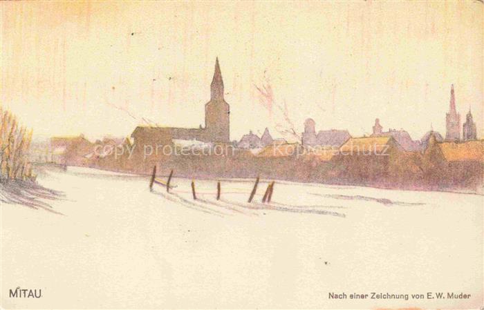 MITAU Jelgava Latvia Ortspartie Zeichnung