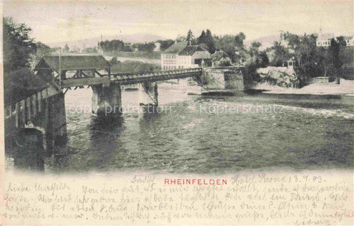 Rheinfelden Baden BW Rheinpartie mit gedeckter Bruecke