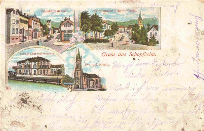 Schopfheim BW Eisenbahnstrasse Schulstrasse Bahnhof Ev Kirche