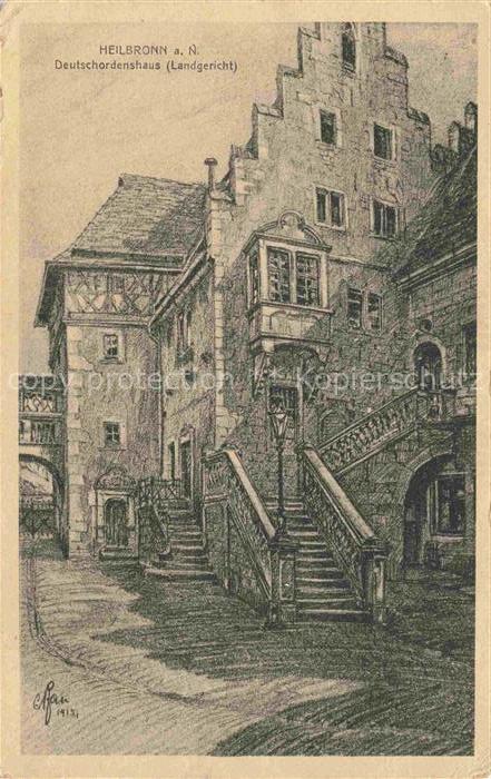 HEILBRONN Neckar Deutschordenshaus Landgericht Zeichnung