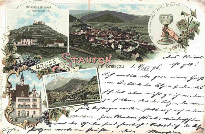 Staufen  Breisgau Annabad BahnhofSchlossberg Panorama Rathaus Belchen Gasthof zu