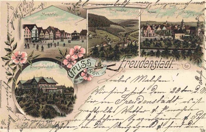 FREUDENSTADT BW Marktplatz Christophsthal Postamt Ev Kirche Schwarwald Hotel