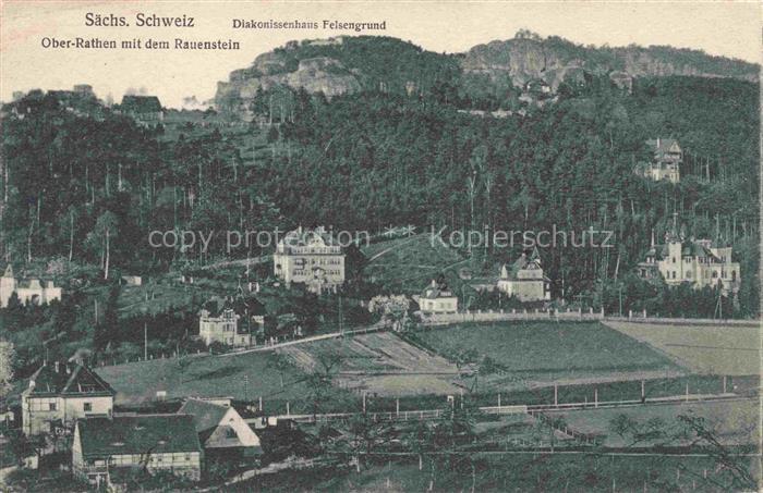 Ober-Rathen Oberrathen Rathen Saechsische Schweiz mit Rauenstein und Diakonissen