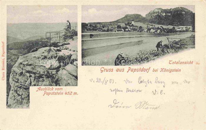 Papstdorf Gohrisch Koenigstein Sachsen Blick vom Papststein Panorama