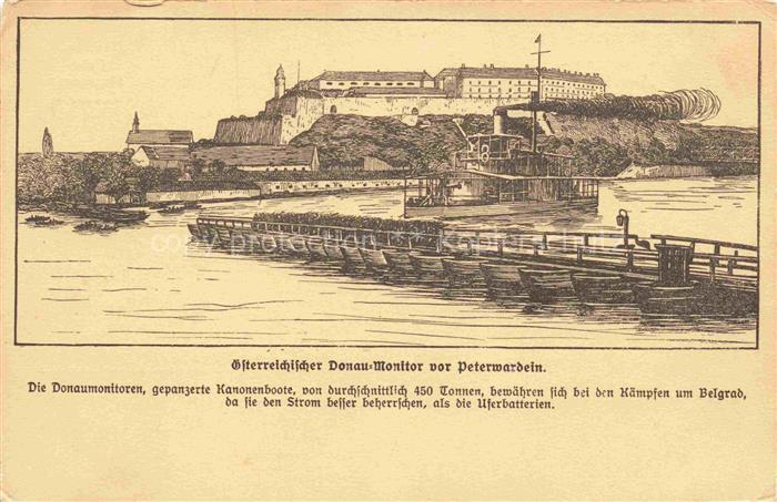 Peterwardein Petervarad Serbija oesterreichischer Donau Monitor Gepanzerte Kanon