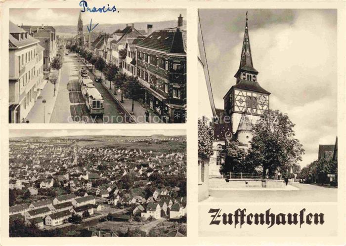 Zuffenhausen Strassenbahn Fliegeraufnahme Stadtturm