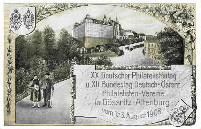 Goessnitz ALTENBURG (S.A.) Thueringen XX Dt Philatelistentag August 1908 Schloss