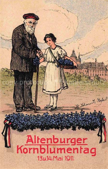 ALTENBURG  (S.A.) Thueringen Altenburger Kornblumentag 1911 Opa mit Nichte