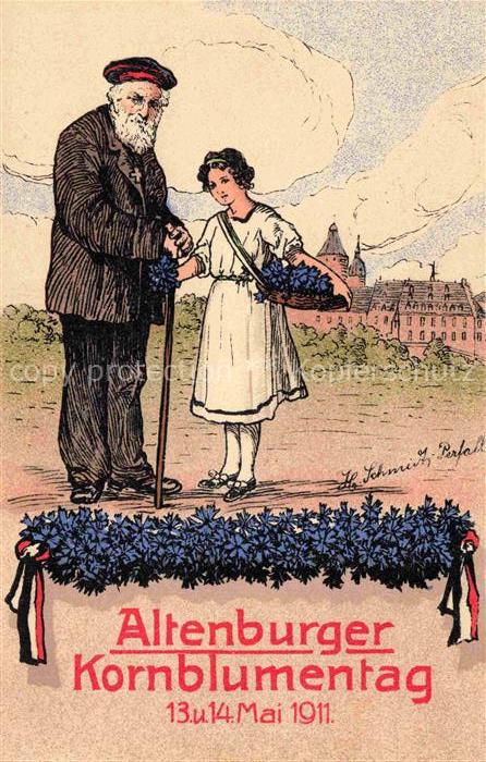 ALTENBURG  (S.A.) Thueringen Altenburger Kornblumentag Opa mit Kind