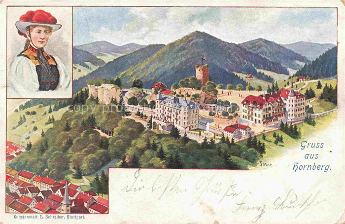 Hornberg  Schwarzwald Panorama Schloss Schwarzwaelderin