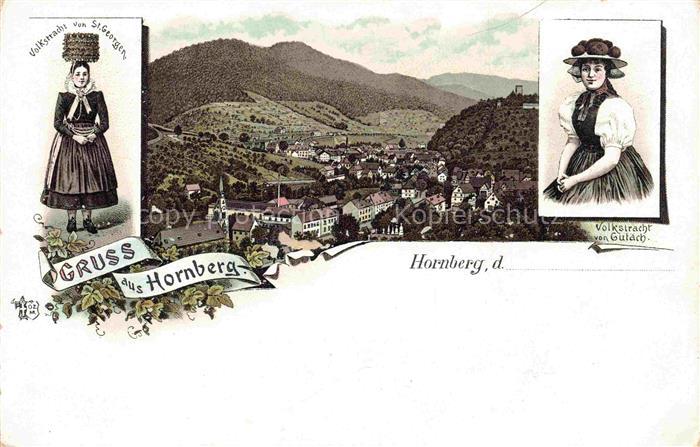 Hornberg  Schwarzwald Panorama Volkstrachten von St Georgen und Gutach