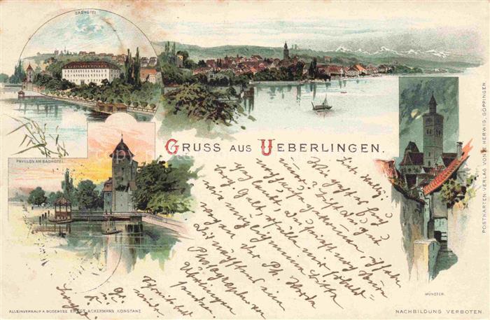 ueberlingen Bodensee BW Panorama Muenster Badhotel Pavillon