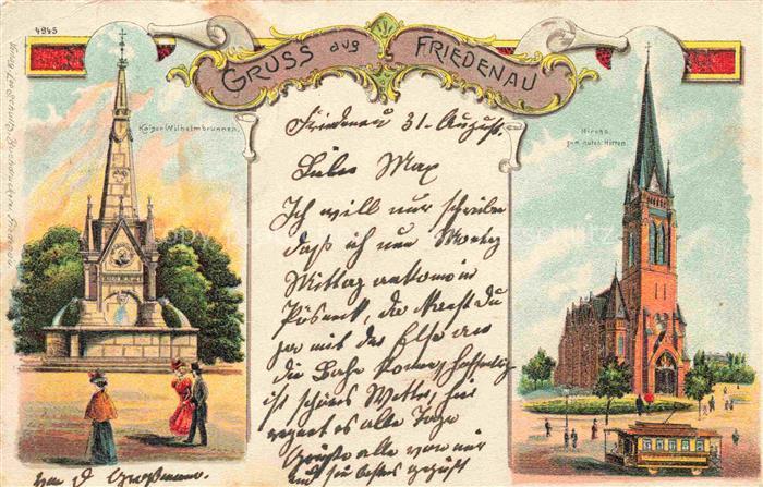 Friedenau BERLIN Kaiser Wilhelm Brunnen und Kirche zum guten Hirten