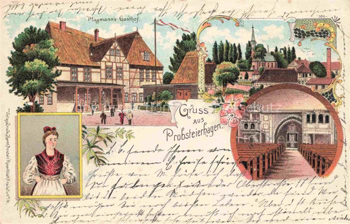 Probsteierhagen Ploen Schleswig-Holstein Plagmanns Gasthof Kirche Trachtenmaedch