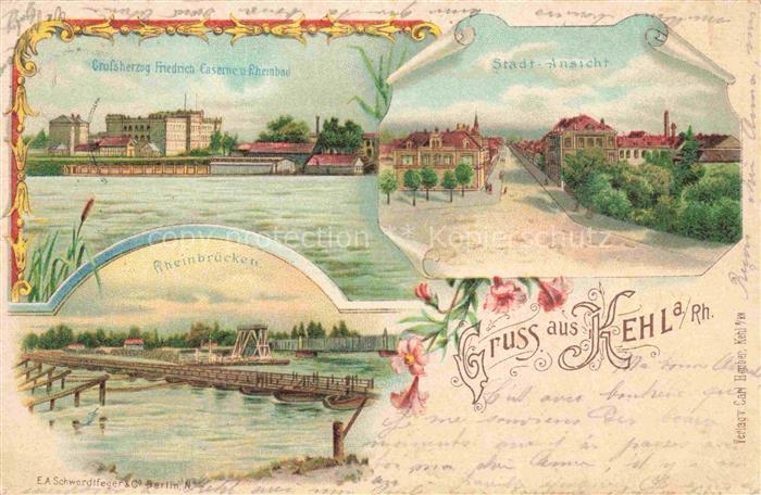 Kehl  Rhein Baden BW Grossherzog Friedrich Caserne Stadtansicht Rheinbruecken