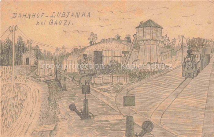 Lubjanka Dnipropetrowsk Dnipro UA Bahnhof bei Gauzi Zeichnung