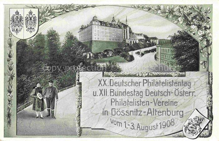 Goessnitz ALTENBURG (S.A.) Thueringen Deutscher Philatelistentag 1908 Schloss