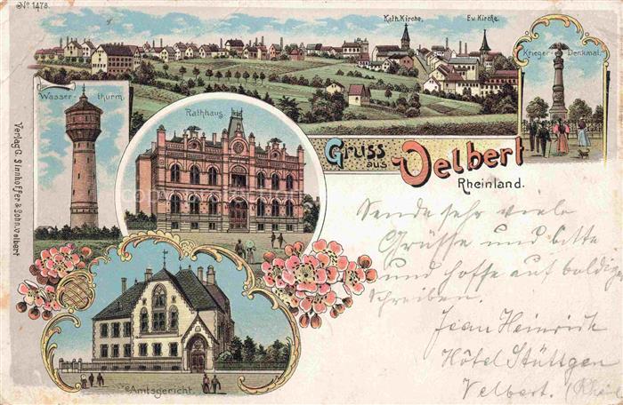 VELBERT Panorama Wasserthurm Rathhaus Amtsgericht Kriegerdenkmal