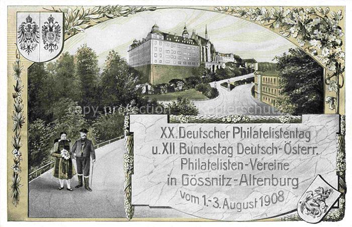 Goessnitz ALTENBURG (S.A.) Thueringen Deutscher Philatelistentag 1908 Schloss