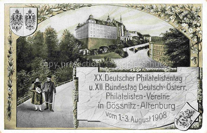 Goessnitz ALTENBURG (S.A.) Thueringen Deutscher Philatelistentag 1908 Schloss