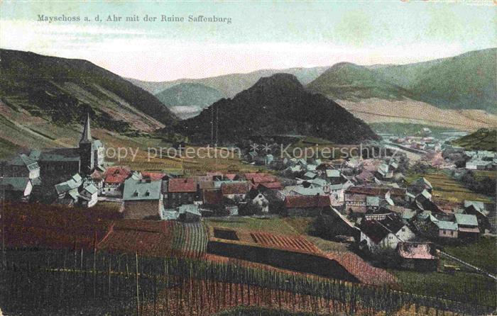 Mayschoss Ahr mit der Ruine Saffenburg