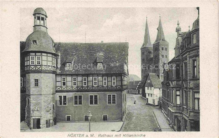 Hoexter Weser Rathaus mit Kilianikirche