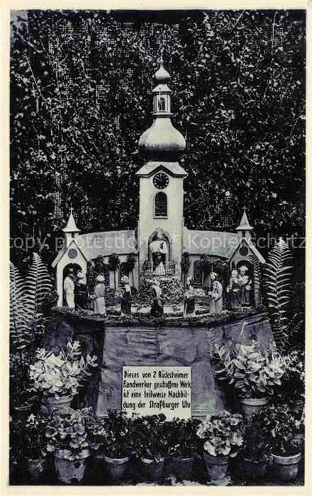 RueDESHEIM am Rhein Strassburger Uhr Nachbildung zweier Ruedesheimer Handwerker