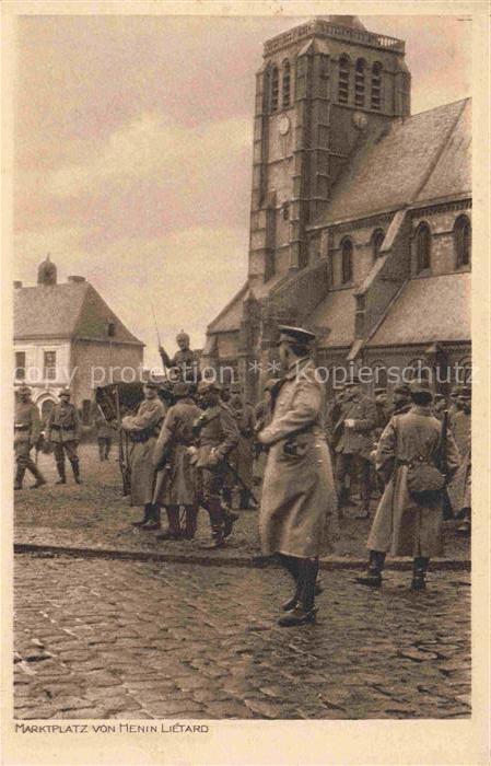 Menin Meenen West-Vlaanderen Belgie Soldaten auf dem Marktplatz