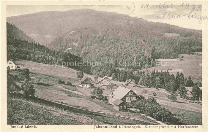 Janske Lazne Johannisbad CZ Klausengrund mit Harfenstein