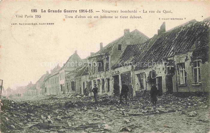 NIEUPORT Nieuwpoort West-Vlaanderen Belgie avec bombardement La rue du Quai Trou