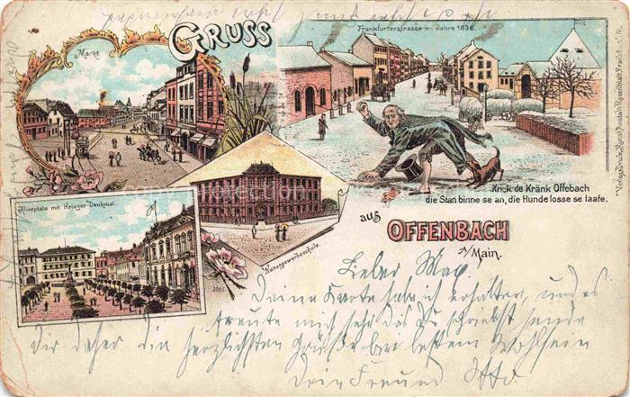 OFFENBACH  MAIN Markt Aliceplatz mit Kriegerdenkmal Frankfurter Strasse Kunstgew