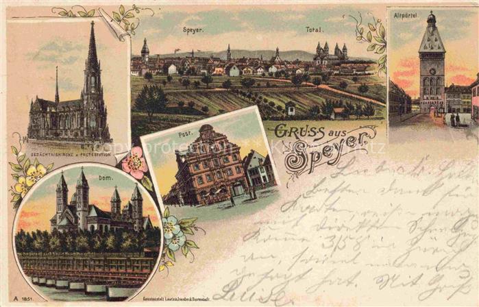 SPEYER Rhein Dom Post Kirche Panorama Altpoertel