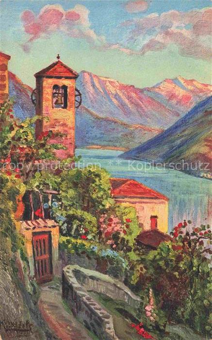 Kovasits Andor Kuenstlerkarte Lago di Lugano Gandria