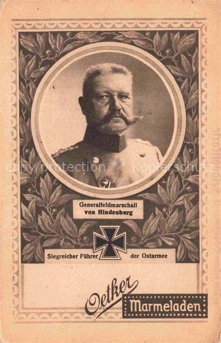 HINDENBURG  Paul von Politik Generalfeldmarschall