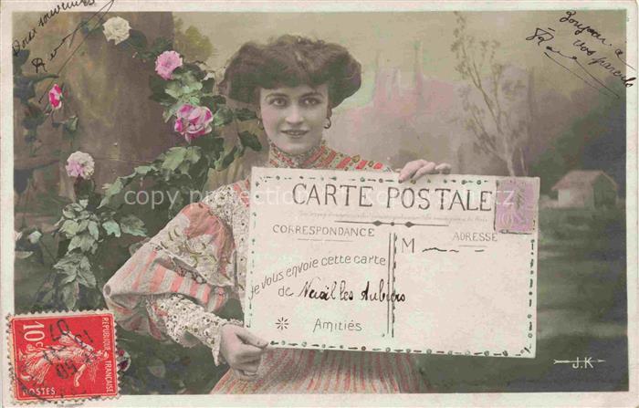 Postkarte auf AK Ansichtskarten auf Ak Frau