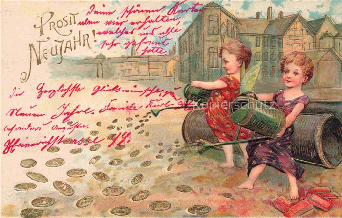 Neujahr Annee New Year Kinder Engel Muenze